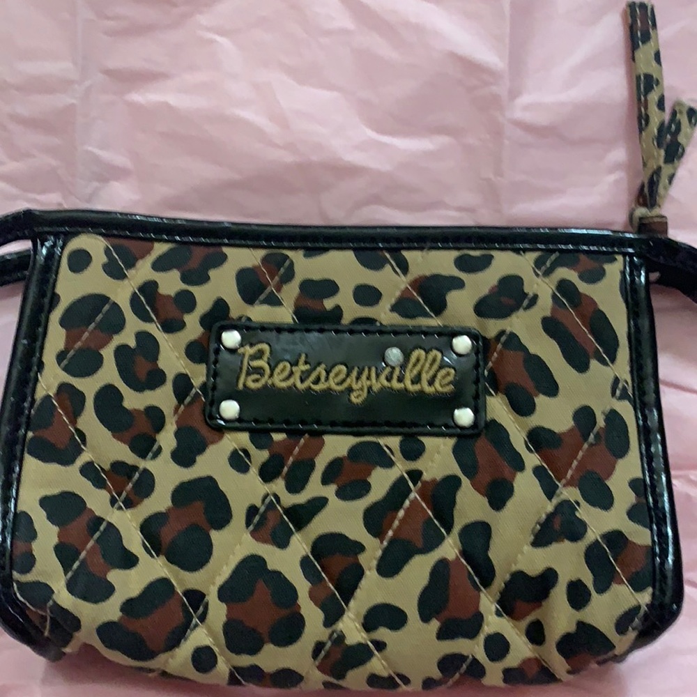 VINTAGE BETSEYVILLE BETSEY JOHNSON LEOPARD COSMETIC MAKEUP BAG
